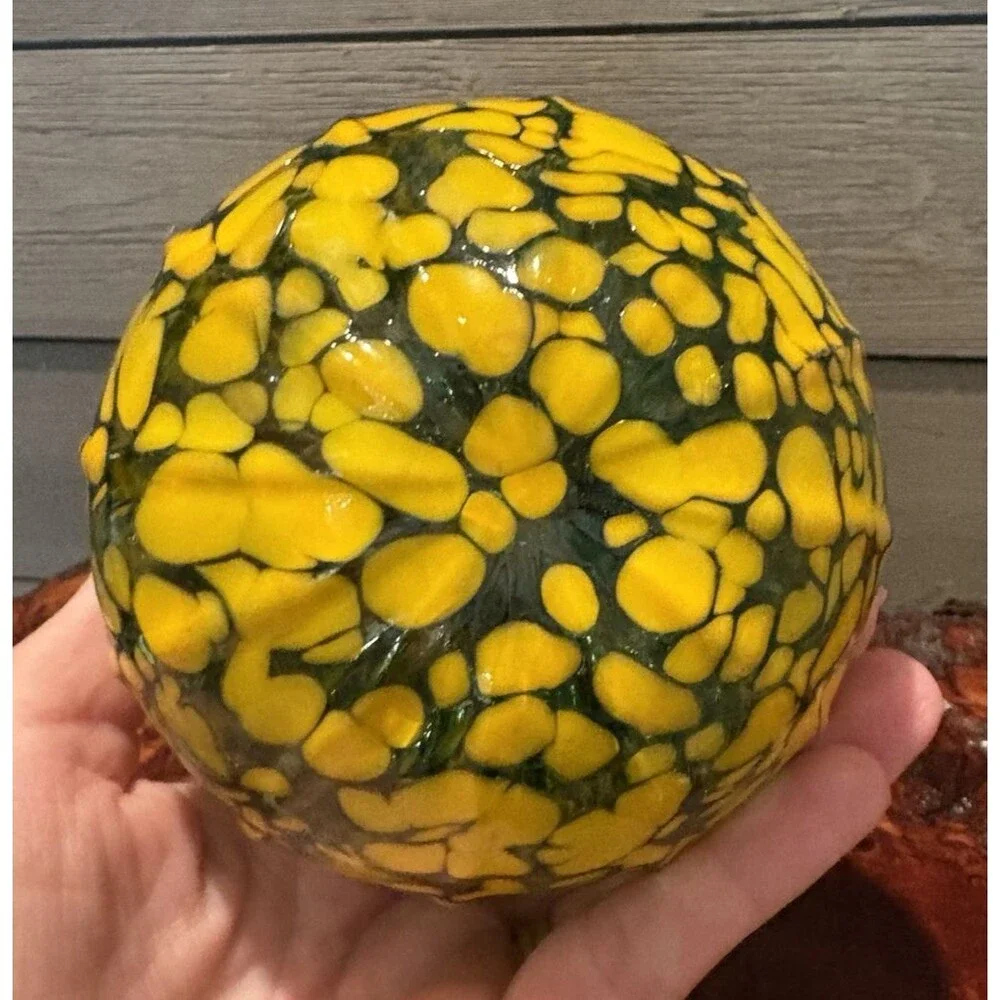 Hand Blown Art Glass Pumpkin Halloween Fall Decor Used
